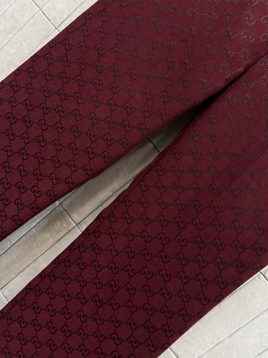 Gucci 290 レディース ダブルG フラワーパターン 高腰 ワイドパンツ レッド | S-M-L - 画像 3