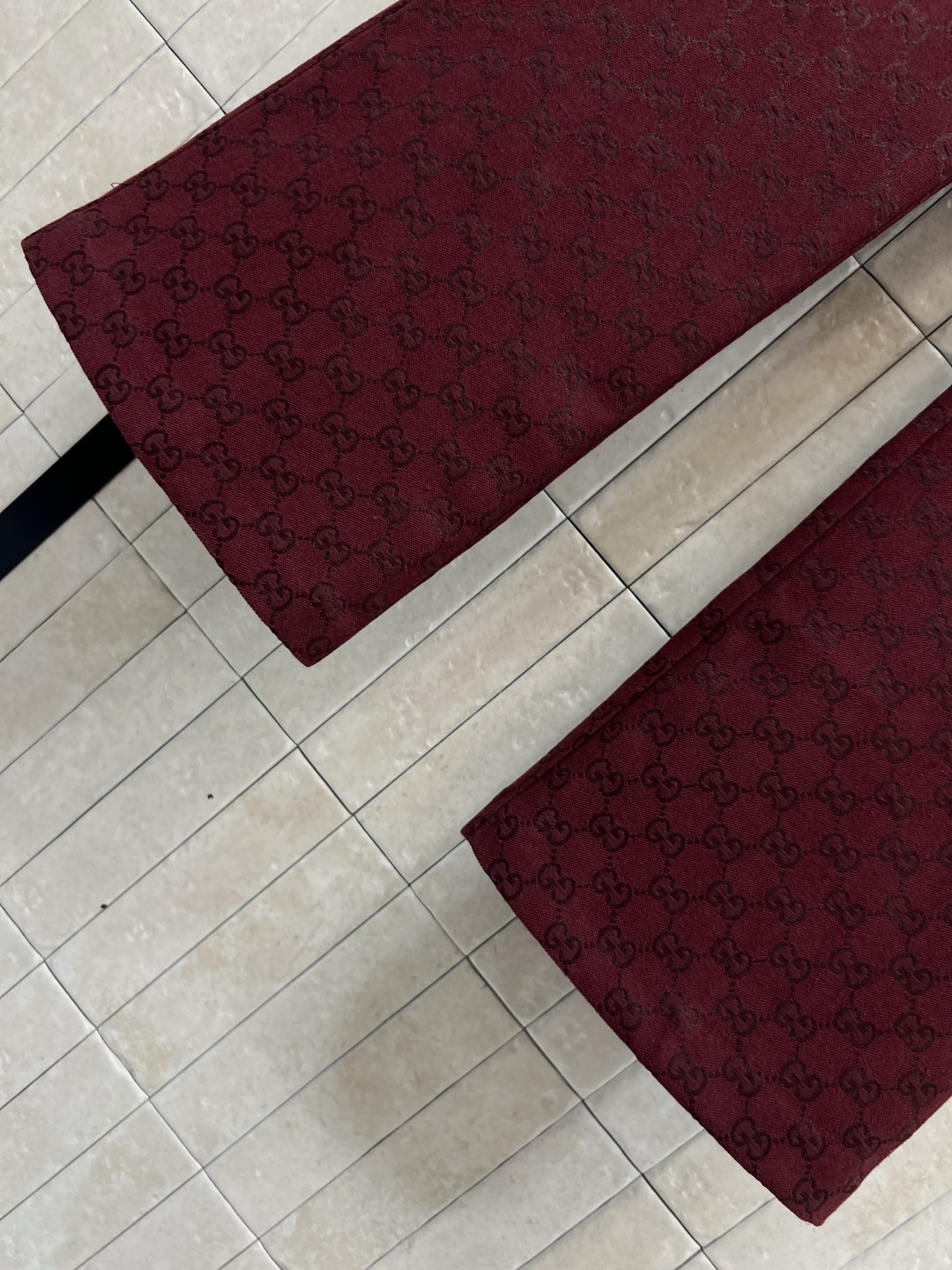 Gucci 290 レディース ダブルG フラワーパターン 高腰 ワイドパンツ レッド | S-M-L - 画像 4