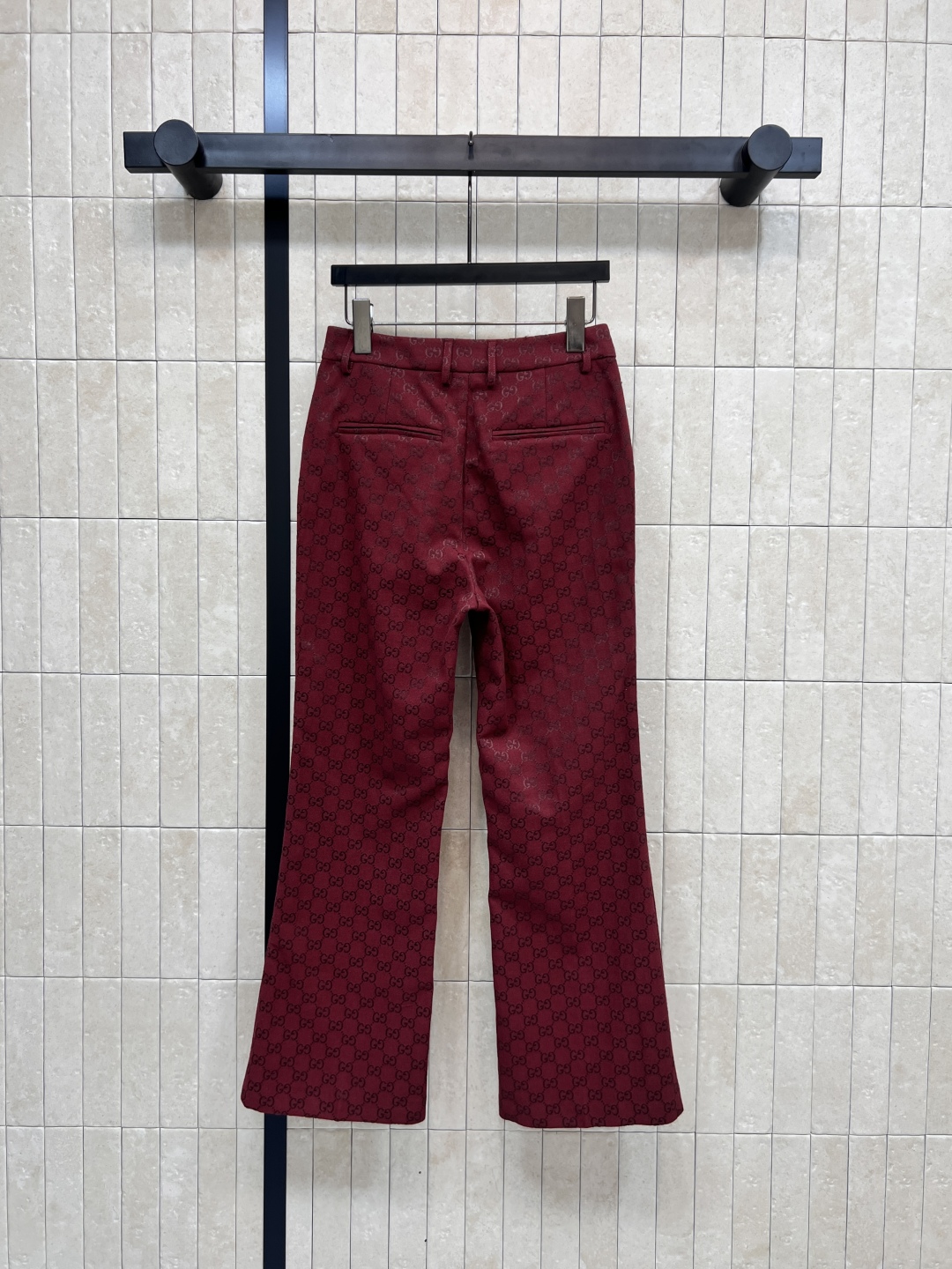 Gucci 290 レディース ダブルG フラワーパターン 高腰 ワイドパンツ レッド | S-M-L - 画像 7