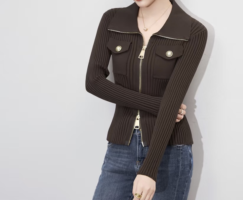 BALMAIN | 300| リブニット メタルジッパー ポケット付き ブラック - 画像 8