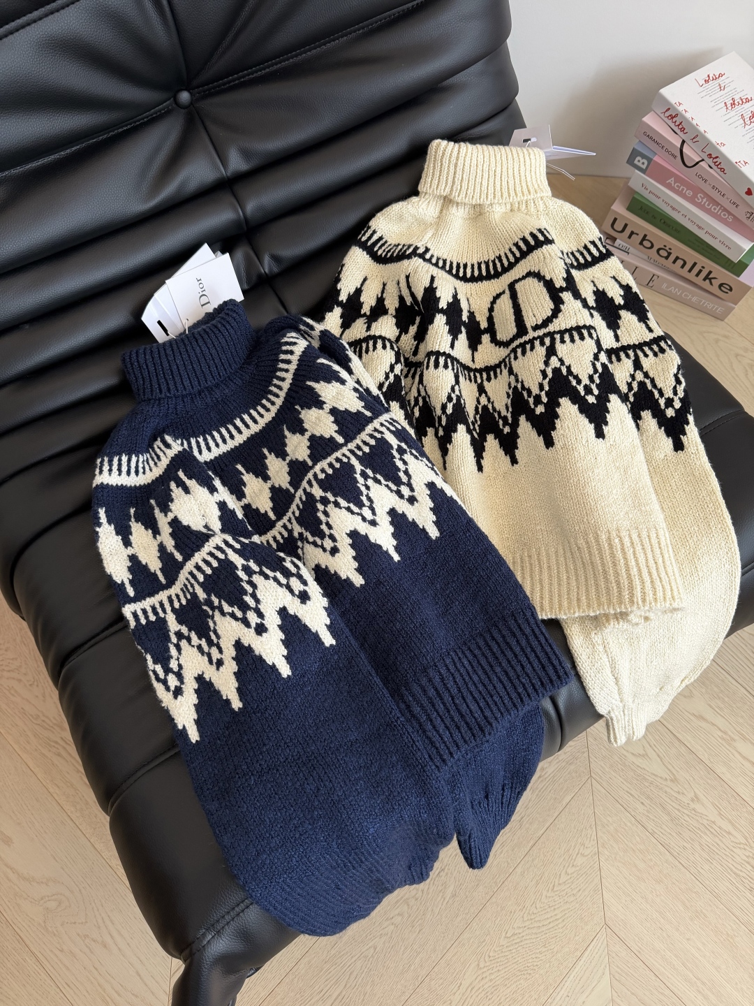 Dior 310 25秋冬 アルパインスキー メンズ ロゴ入り ロングタートルネック 羊毛100% ブルー ベージュ - 画像 1