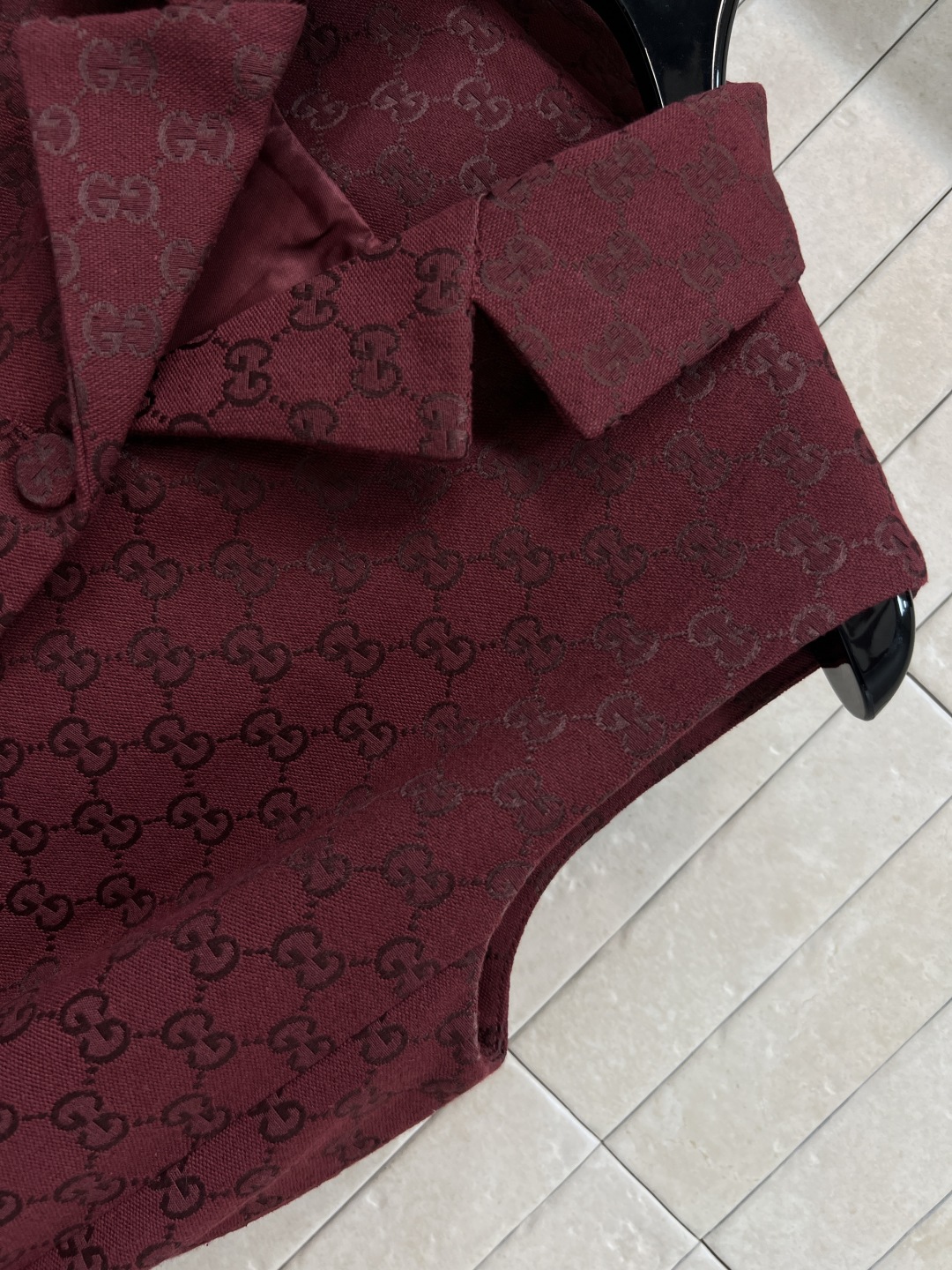 GUCCI 340 Guc家 25早秋新款 レッド GGトライフォール ファブリック ベルト付き サイドポケット ワンピース (レッド) - 画像 5