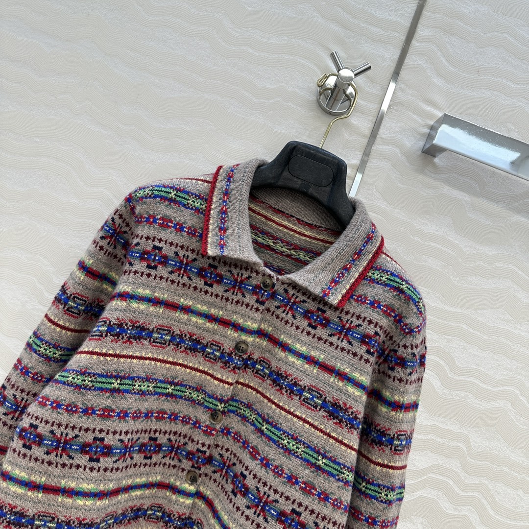 350 フェル島柄ウールカーディガン | ネイビー|100%羊毛 - 画像 2