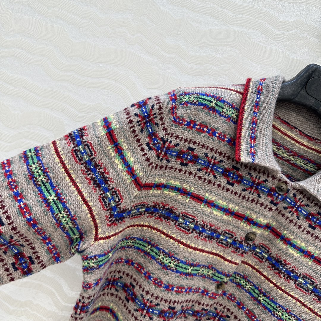 350 フェル島柄ウールカーディガン | ネイビー|100%羊毛 - 画像 4