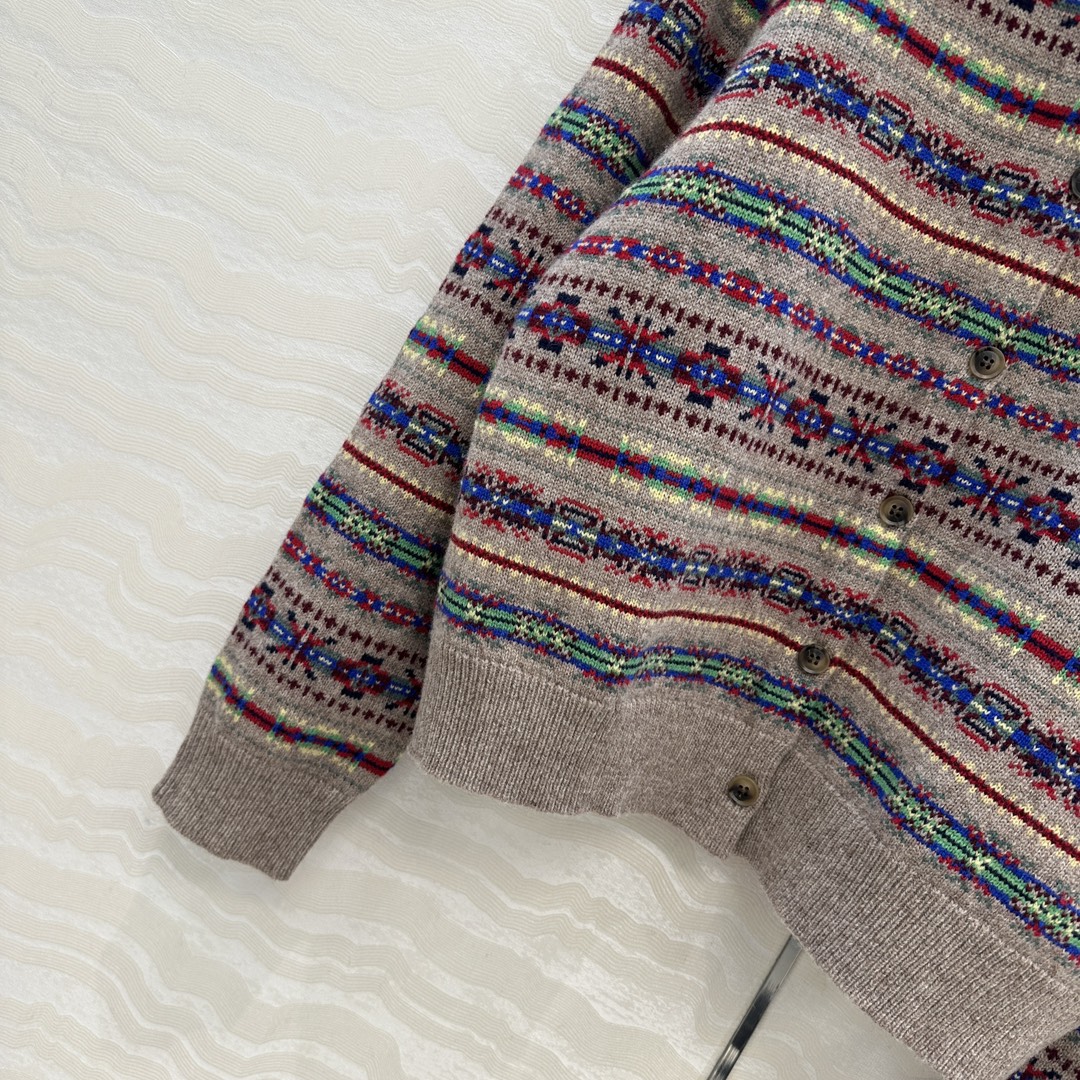 350 フェル島柄ウールカーディガン | ネイビー|100%羊毛 - 画像 5