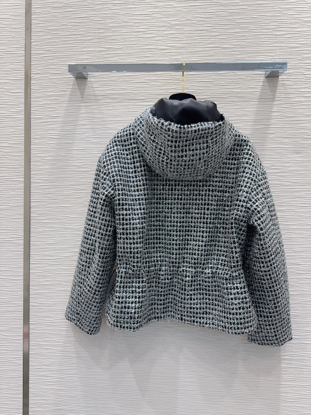CHANEL チェック柄フード付きジャケット | ブラック/グレー 20% ラインウール 80% ポリエステル - 画像 9