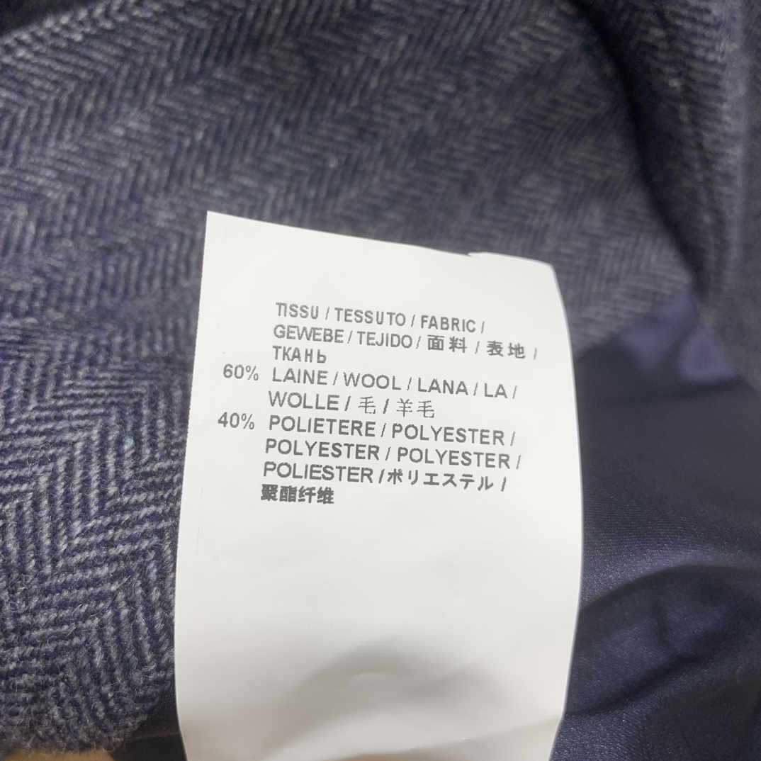 YSL 2025 メンズ ワーキングジャケット ヘリンボン柄 ブルー 60%羊毛 40%ポリエステル - 画像 8