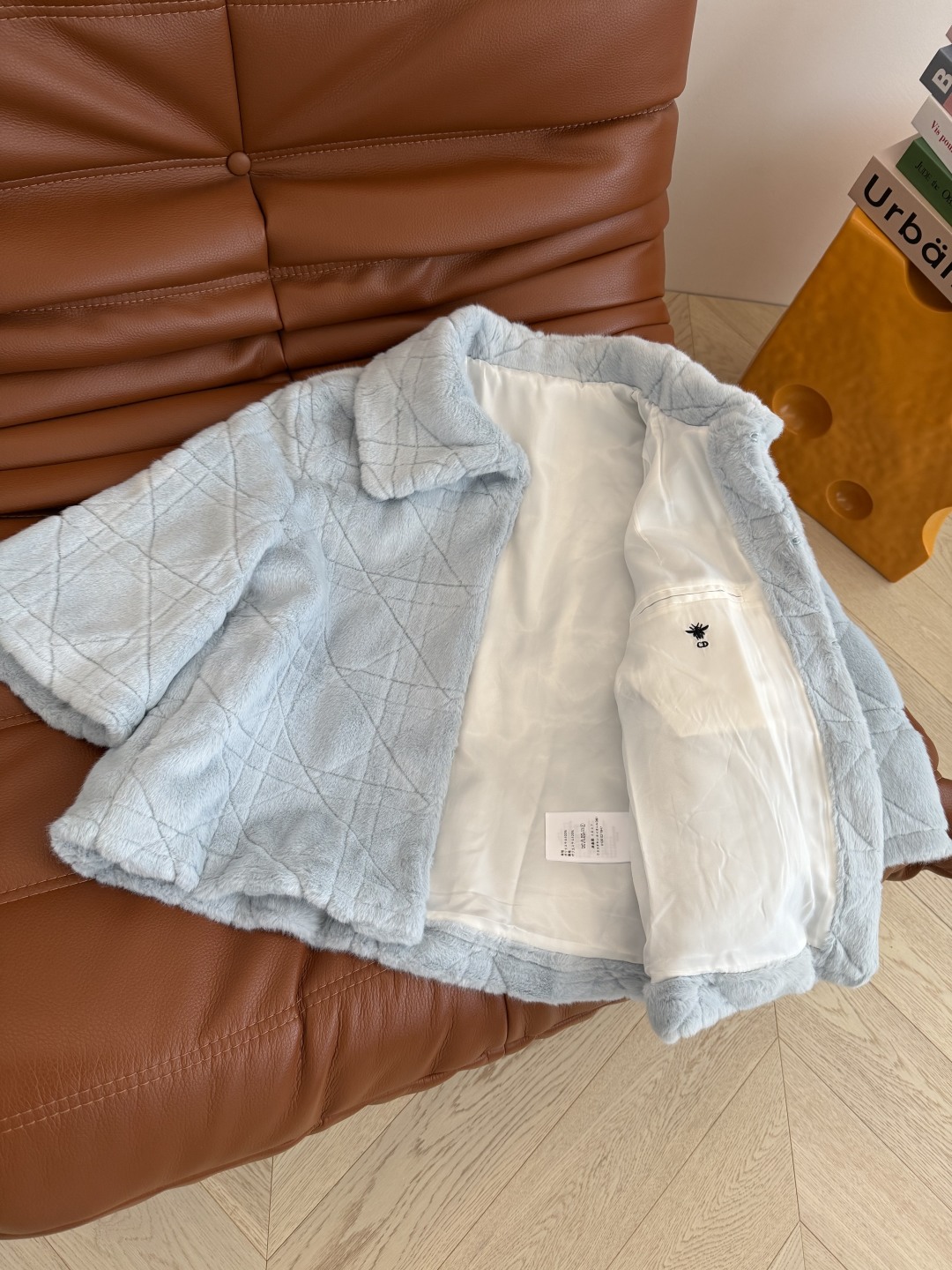 390 Dio25 秋冬 ディオール風 ライン カラー付き ファイバー素材 ライトブルー - 画像 6