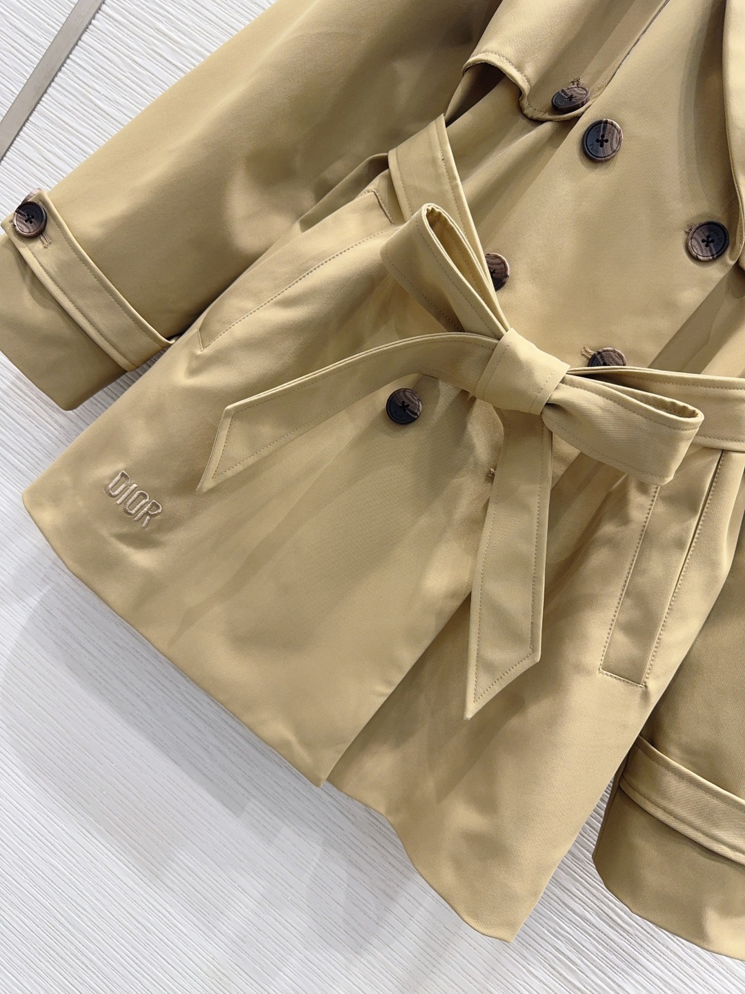 Dior 410 2025FW リバーシブル ベルト付 レディース 風衣 カーキ 100%ポリエステル - 画像 4