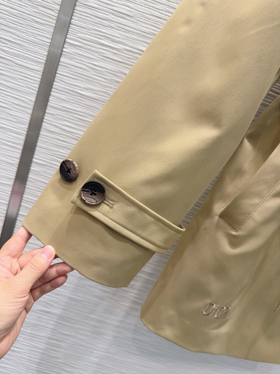 Dior 410 2025FW リバーシブル ベルト付 レディース 風衣 カーキ 100%ポリエステル - 画像 5