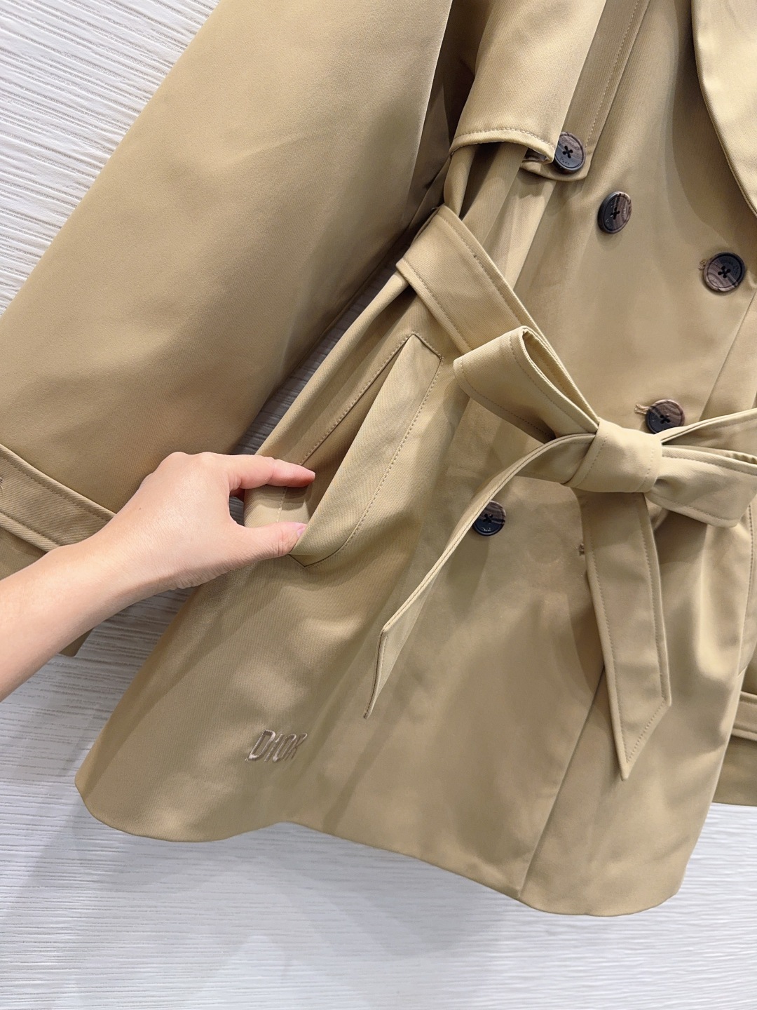 Dior 410 2025FW リバーシブル ベルト付 レディース 風衣 カーキ 100%ポリエステル - 画像 6