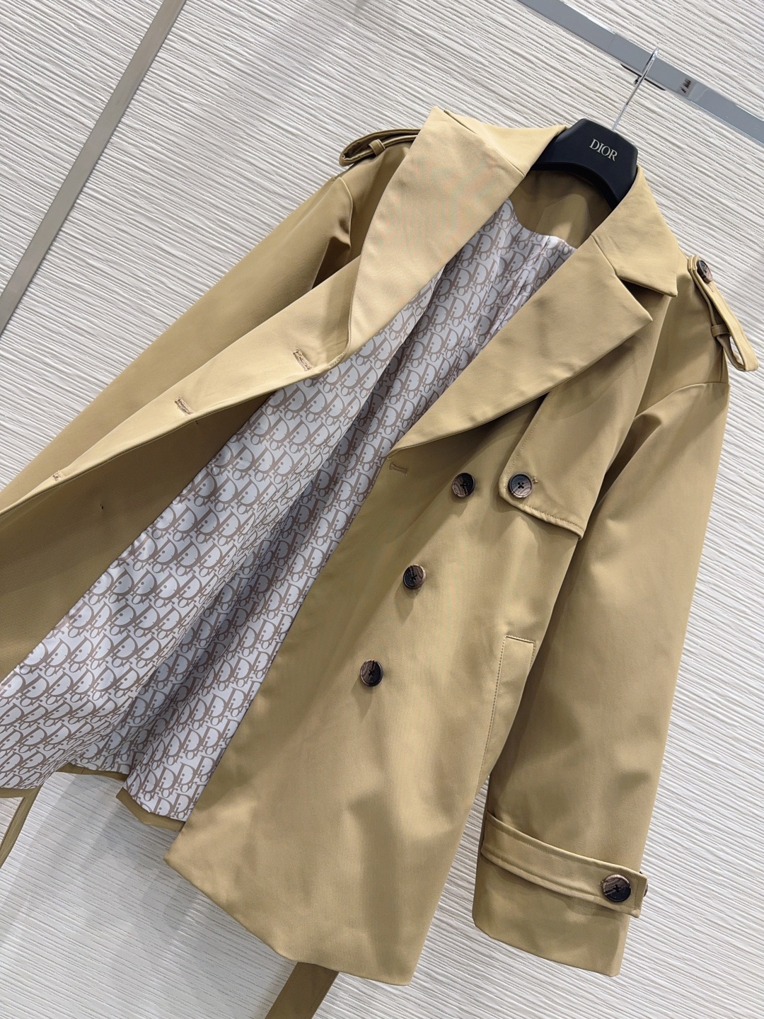 Dior 410 2025FW リバーシブル ベルト付 レディース 風衣 カーキ 100%ポリエステル - 画像 8