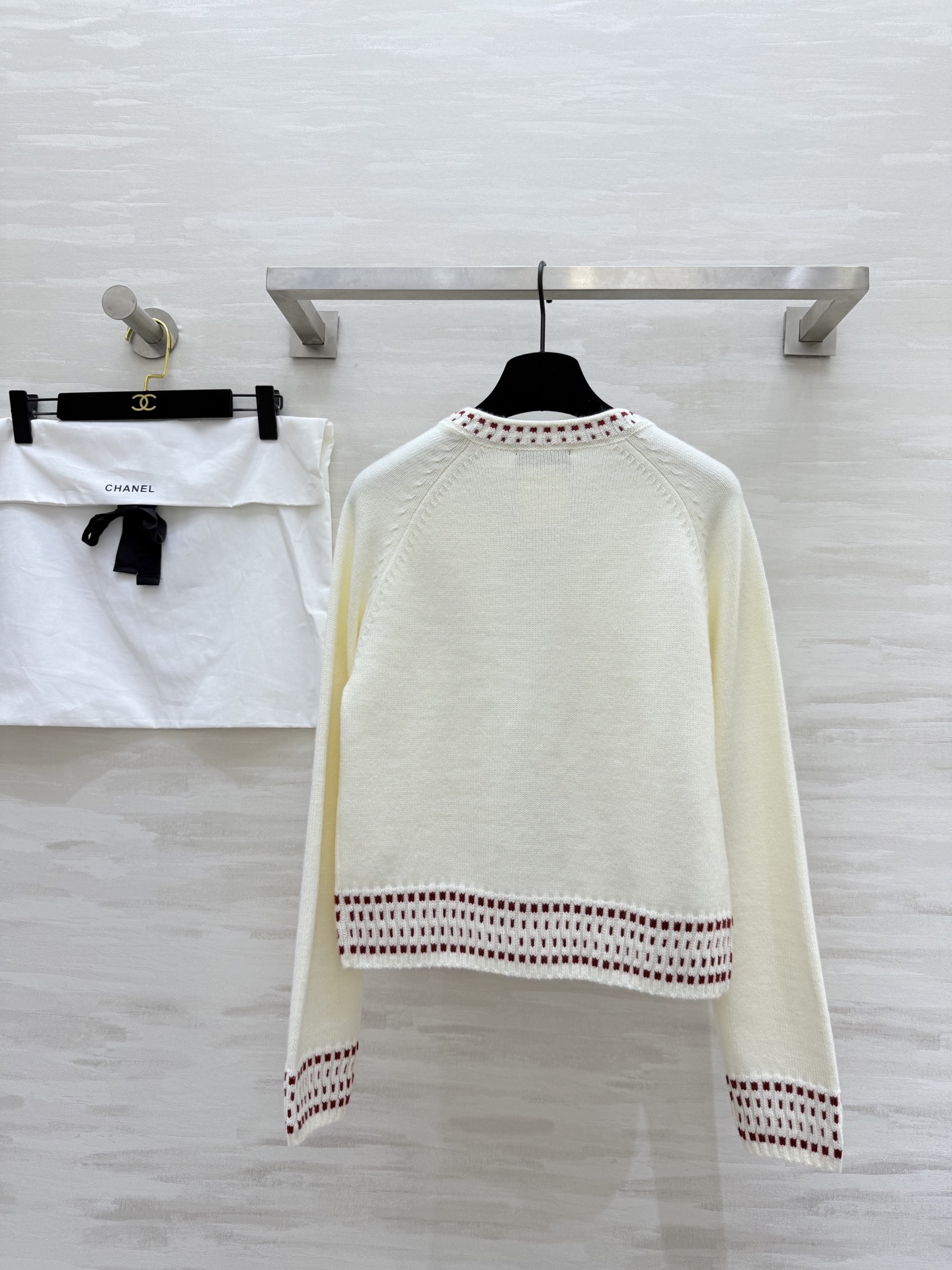 CHANEL 430 Chane2 ファッションカーディガン チェリーデザイン レッド ウール サイズ363840 - 画像 9