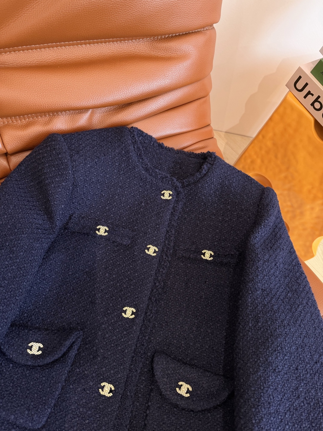 430 Chen ウール ボンバーブレザー フリンジ ダブルC ボタン ブルーネイビー 一色三サイズ | 25FW - 画像 5
