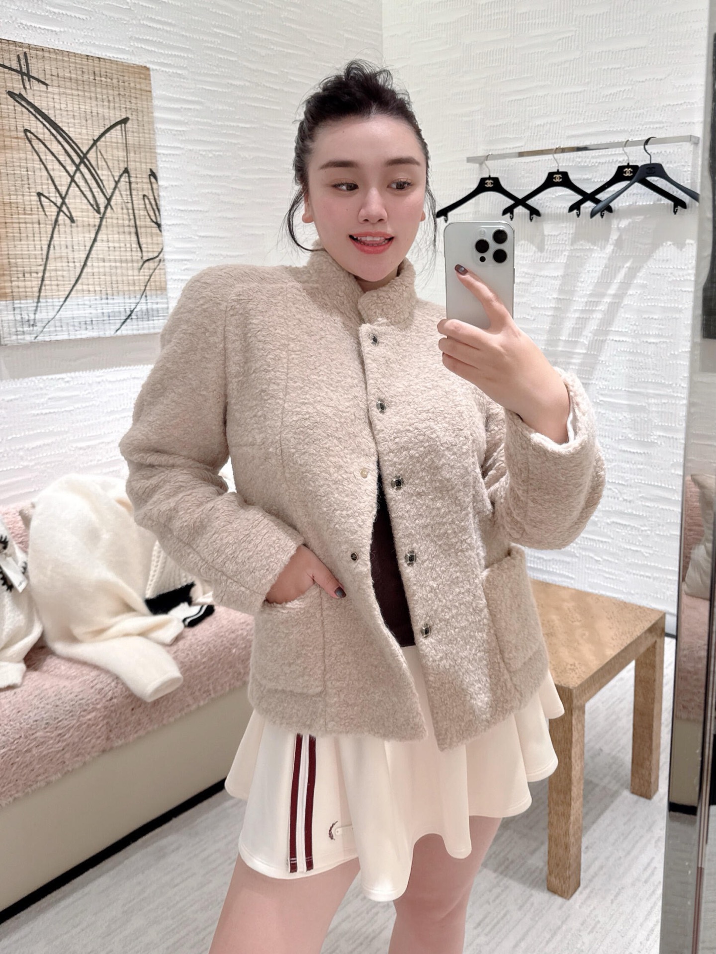 440 Chael 25N 高密度摇粒毛绒外套 | ベージュ - 画像 4