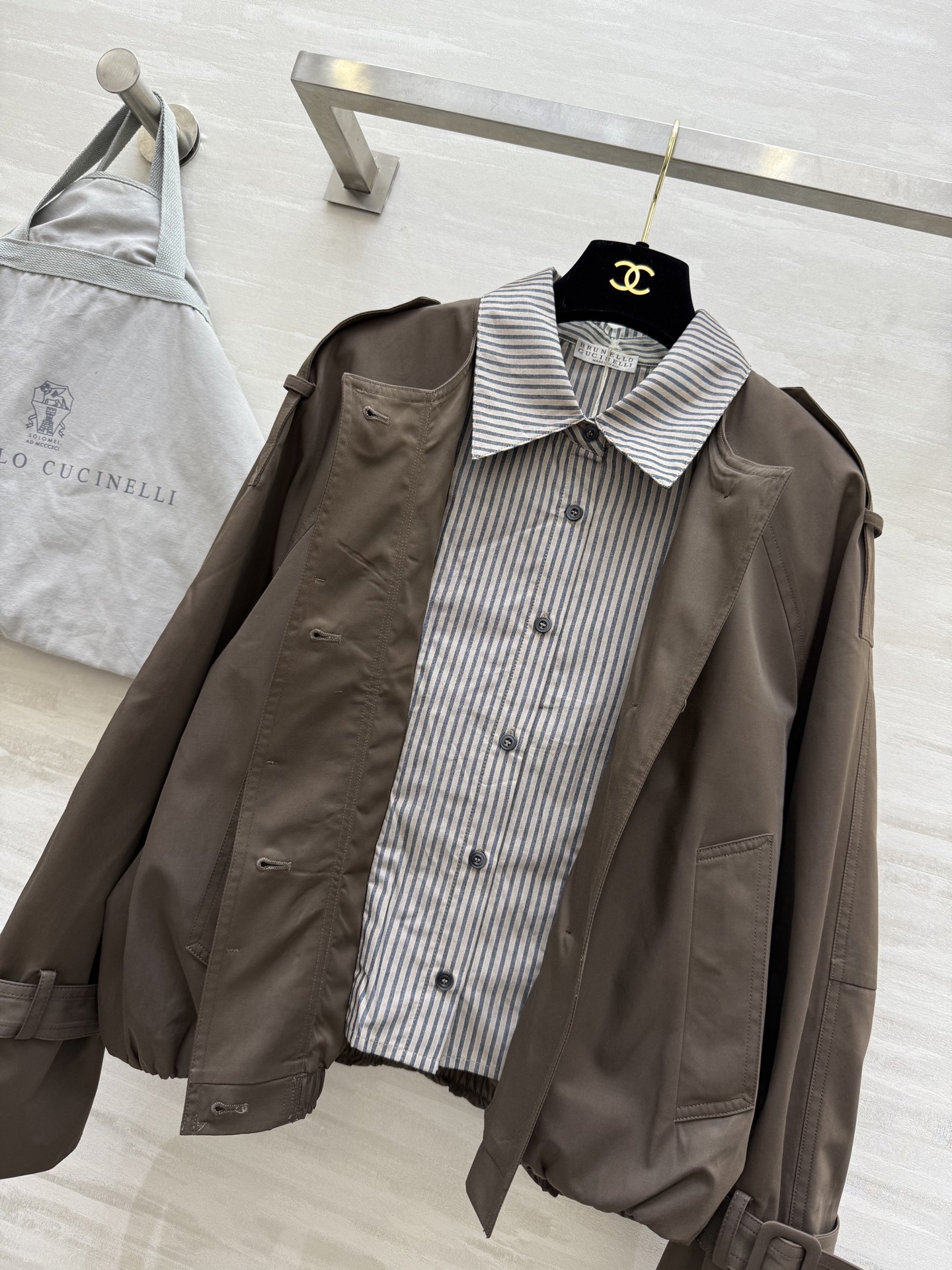 Brunello Cucinelli 440 フォールウィンターニューアイテム 假两件 ローファイブスタイル タン (SMLXL) - 画像 3