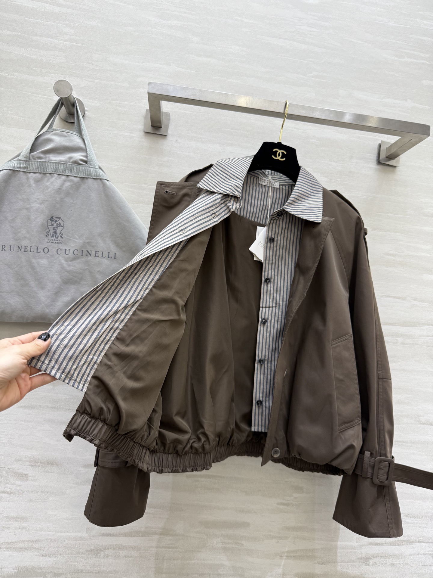 Brunello Cucinelli 440 フォールウィンターニューアイテム 假两件 ローファイブスタイル タン (SMLXL) - 画像 7