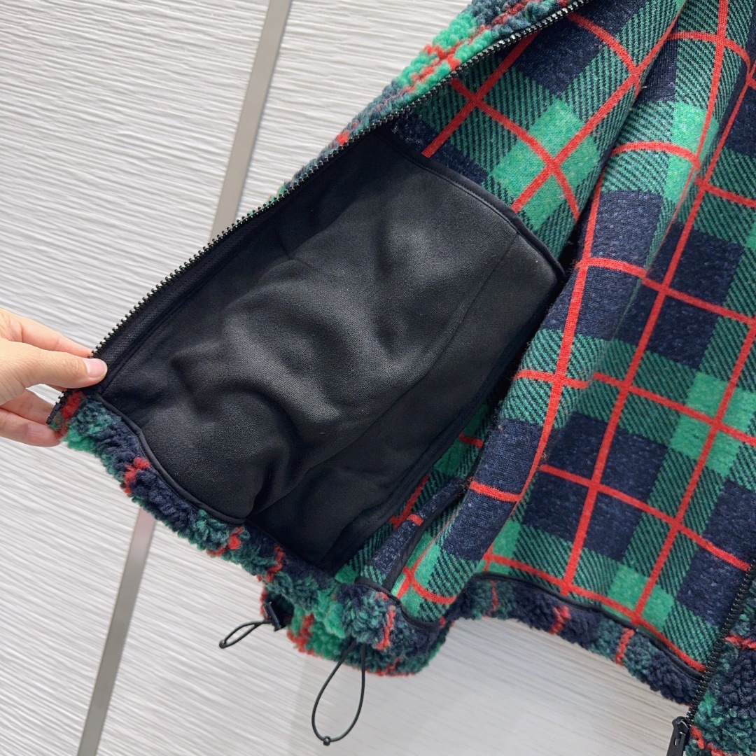 Miu Miu 450 2025FW グリーン チェック スウェットジャケット | ファブリック素材 100%ポリエステル - 画像 8