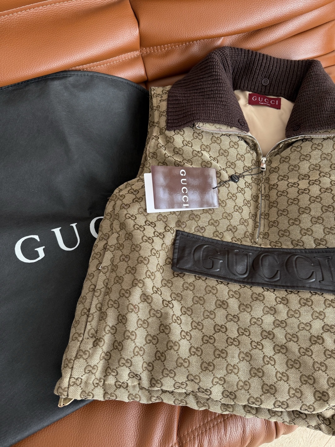 GUCCI 460 25 クラシック老花 マフラーファッション フリース ブラウン ワンカラー 3サイズ対応 | ベスト - 画像 5