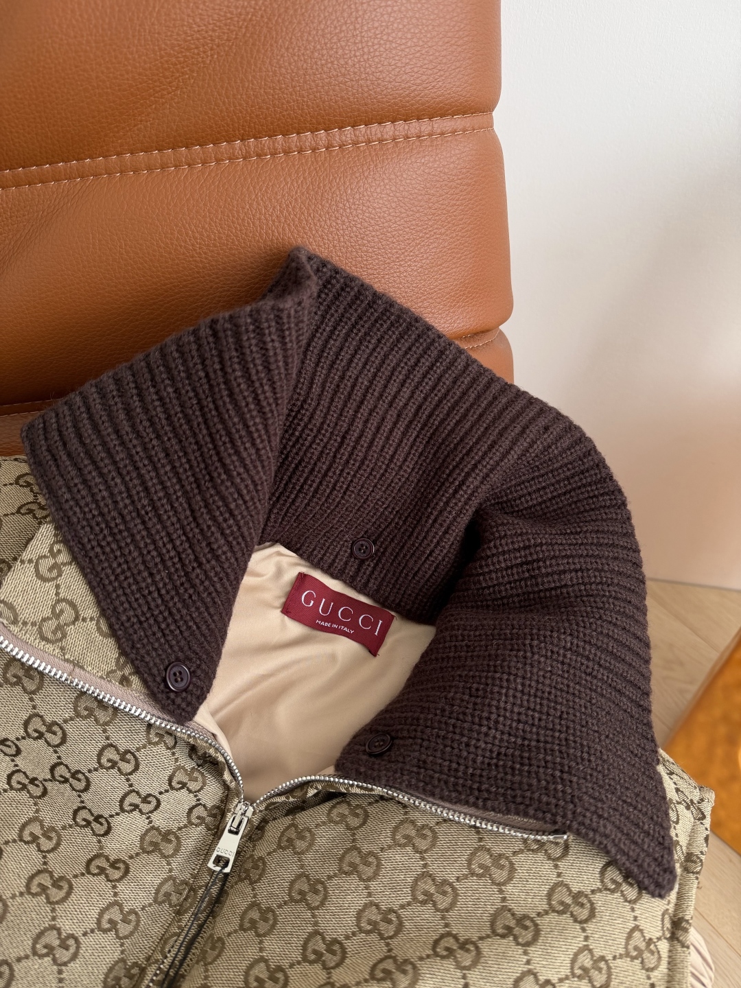 GUCCI 460 25 クラシック老花 マフラーファッション フリース ブラウン ワンカラー 3サイズ対応 | ベスト - 画像 6