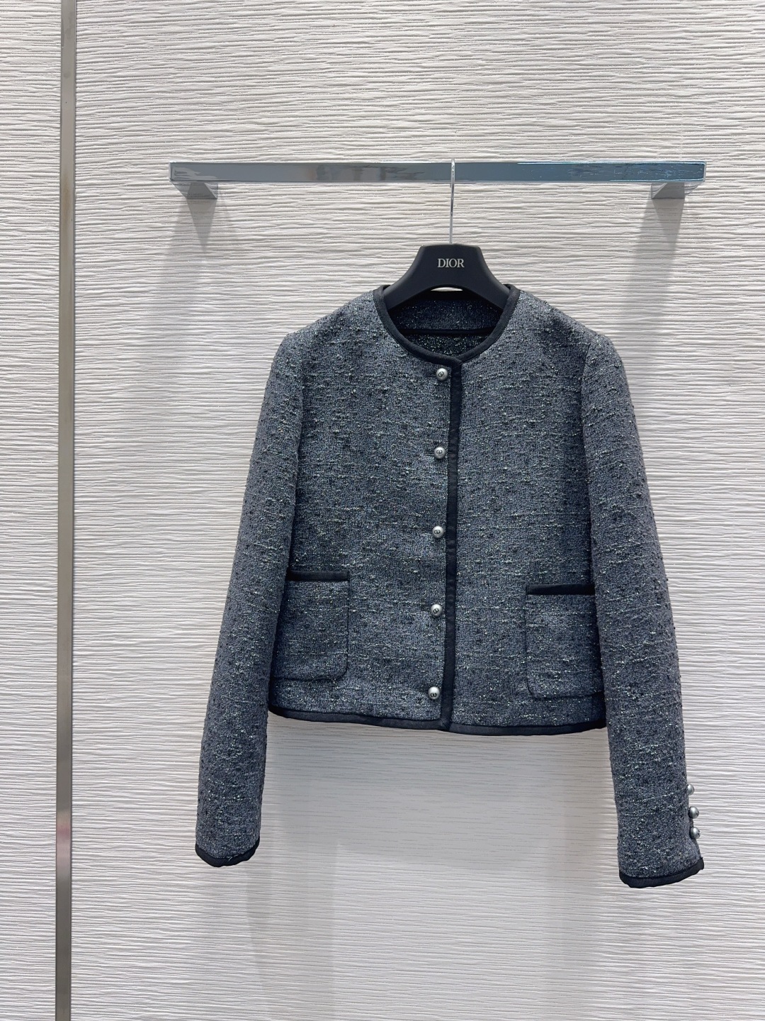 DIOR 460 ロングジャケット 定番ブラック シルク混 綿100% メンズ 2025FW - 画像 1