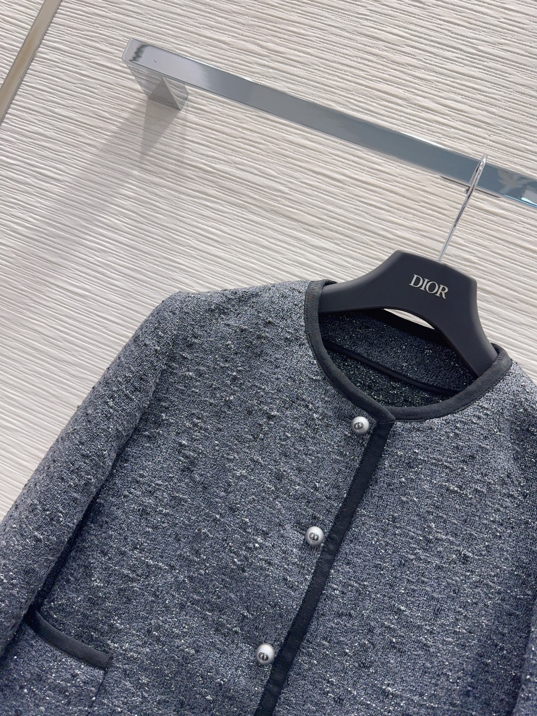 DIOR 460 ロングジャケット 定番ブラック シルク混 綿100% メンズ 2025FW - 画像 3