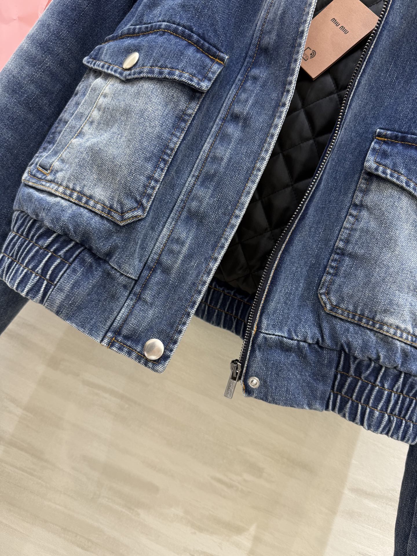 Miumi2 460 秋冬 牛仔ジャケット 羊毛ライニング 袖口リブ | ブルー - 画像 9
