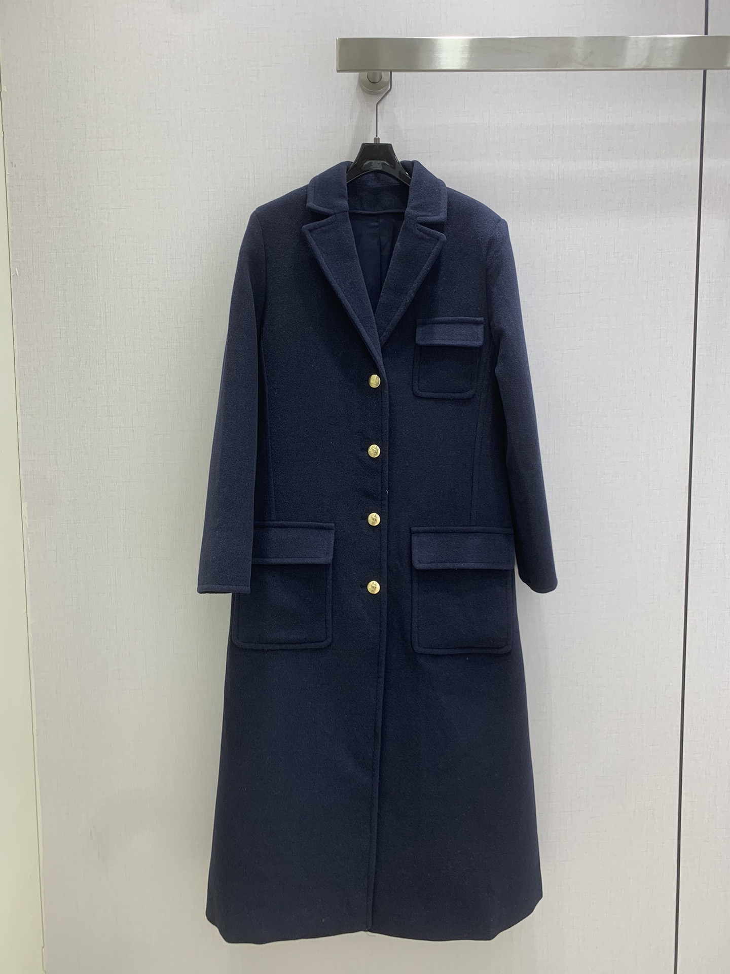 CHA2025 ポケット ロングコート 裏地付き 藏藍色 60% ライン - ワール 31% ポリアミド - ポリアミド 9% コットン - コットン - 画像 1