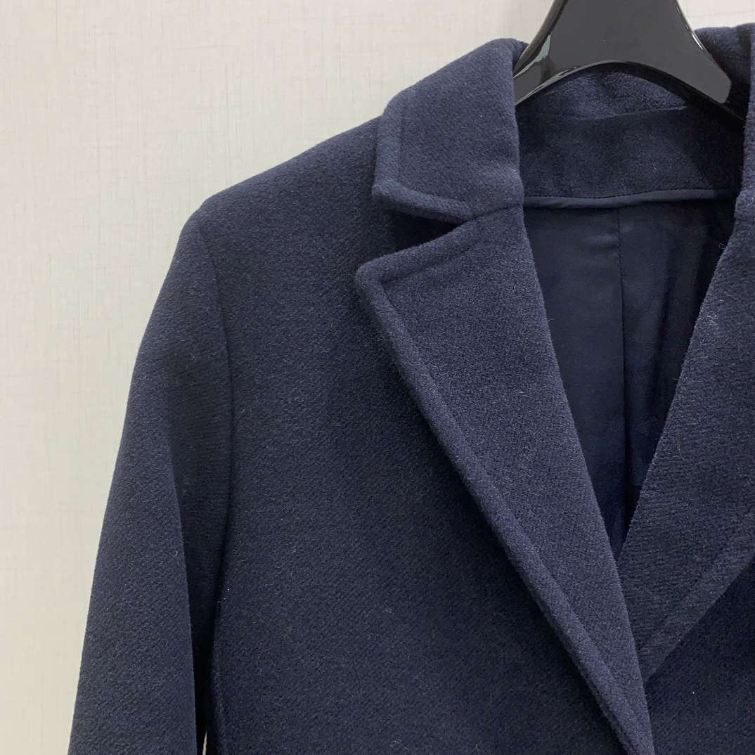 CHA2025 ポケット ロングコート 裏地付き 藏藍色 60% ライン - ワール 31% ポリアミド - ポリアミド 9% コットン - コットン - 画像 2