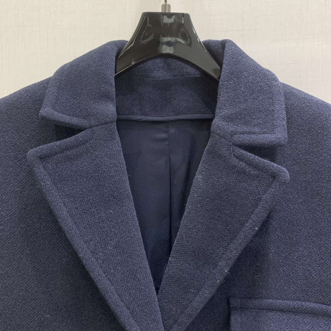 CHA2025 ポケット ロングコート 裏地付き 藏藍色 60% ライン - ワール 31% ポリアミド - ポリアミド 9% コットン - コットン - 画像 5