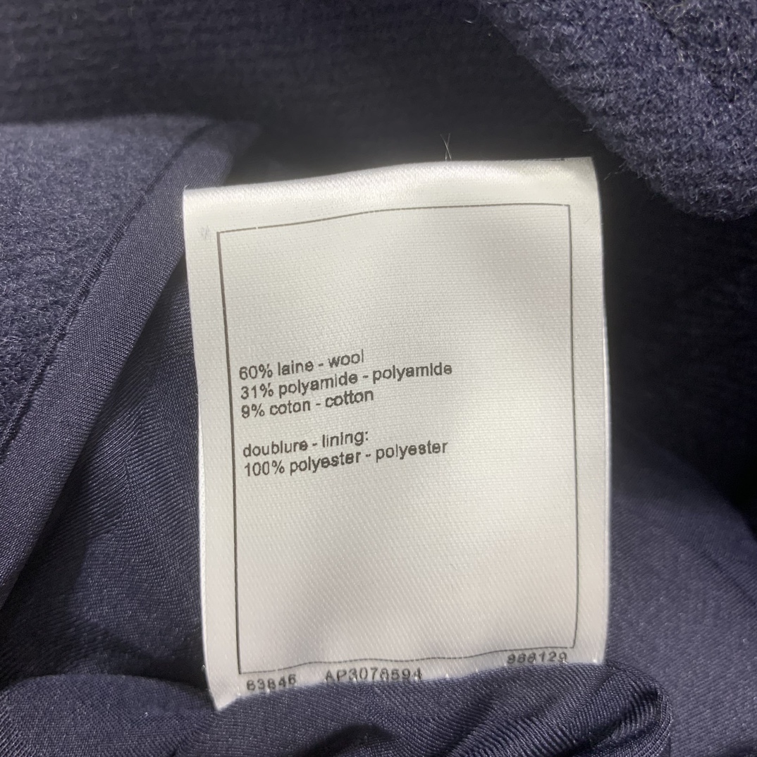 CHA2025 ポケット ロングコート 裏地付き 藏藍色 60% ライン - ワール 31% ポリアミド - ポリアミド 9% コットン - コットン - 画像 8