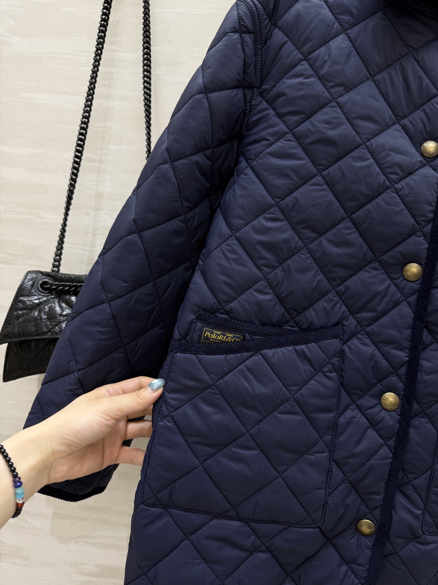 POLO RALPH LAUREN 470 ダイヤモンド柄 ライニング付き メンズ フリース コート ネイビー - 画像 2