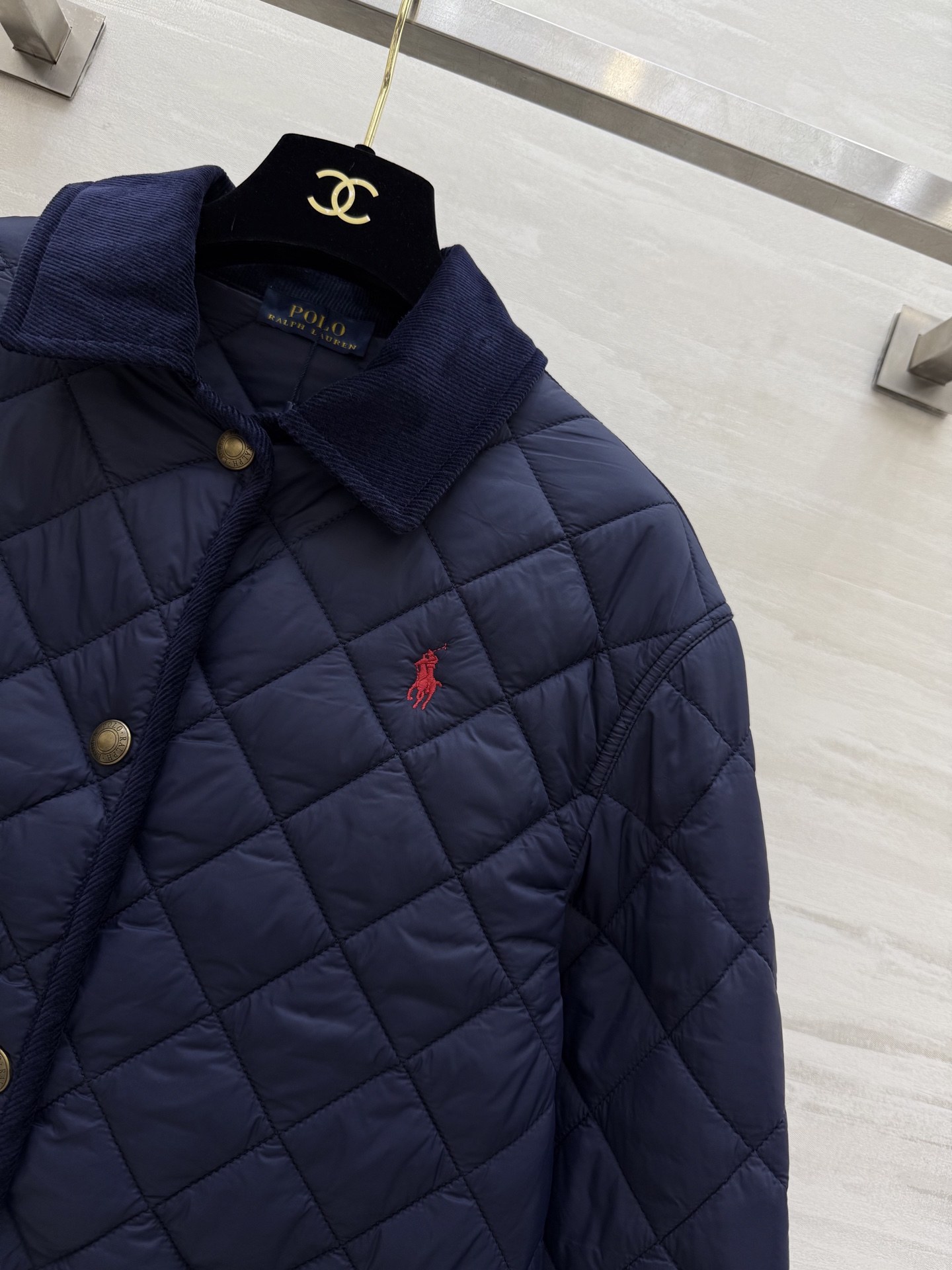 POLO RALPH LAUREN 470 ダイヤモンド柄 ライニング付き メンズ フリース コート ネイビー - 画像 3