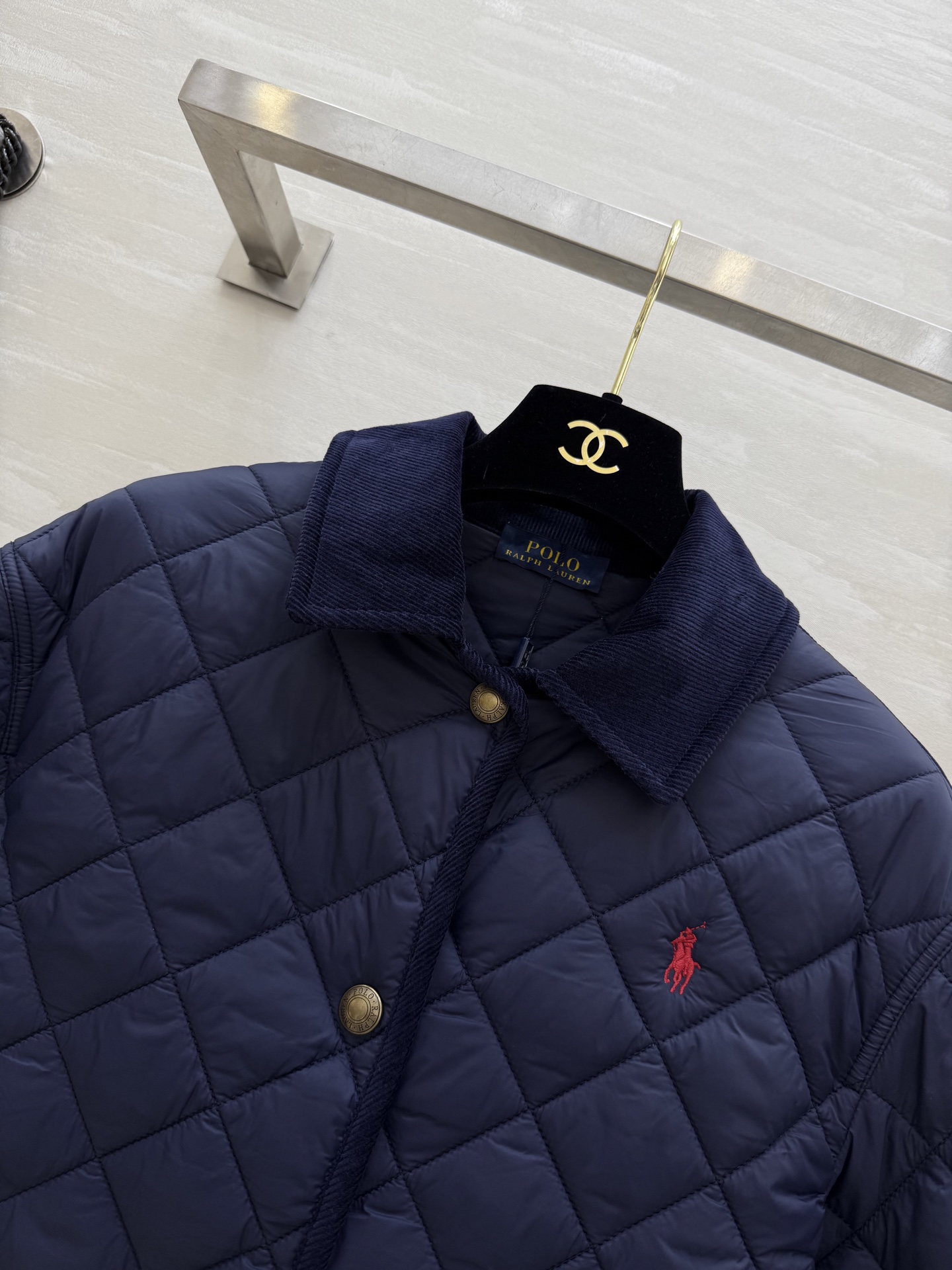 POLO RALPH LAUREN 470 ダイヤモンド柄 ライニング付き メンズ フリース コート ネイビー - 画像 4