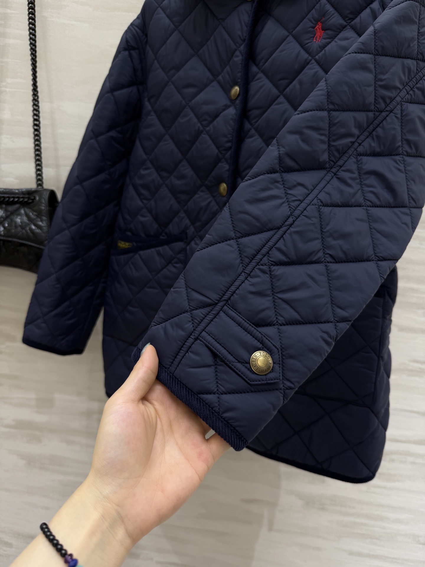 POLO RALPH LAUREN 470 ダイヤモンド柄 ライニング付き メンズ フリース コート ネイビー - 画像 6