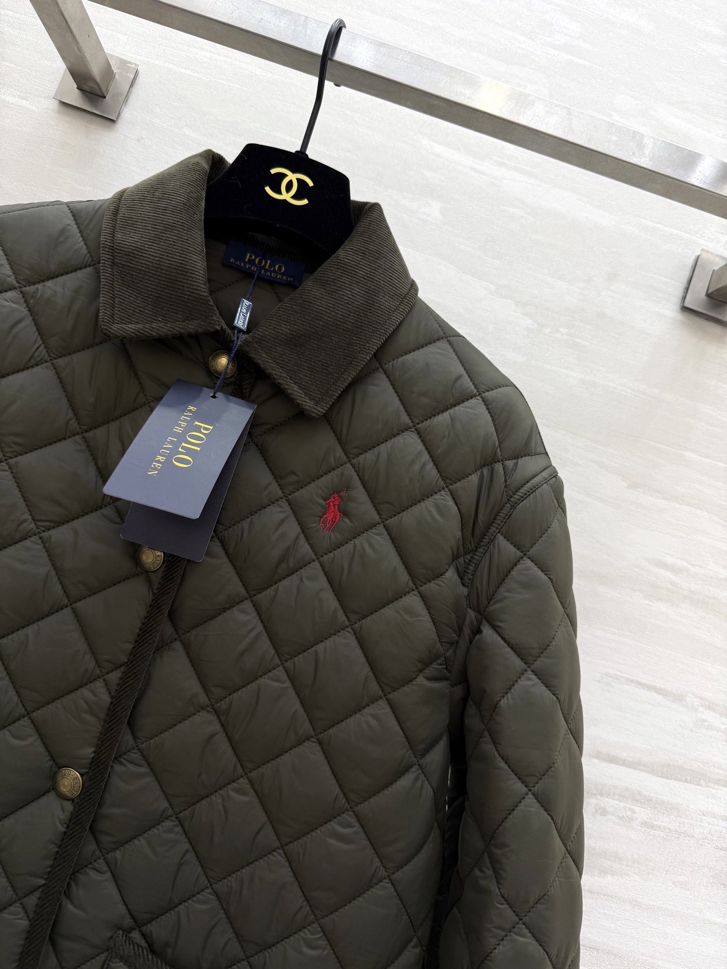 ラルフローレン 470 紳士 ダウンジャケット カーディガン ライトウェイト カーキ ライトダウン - 画像 2
