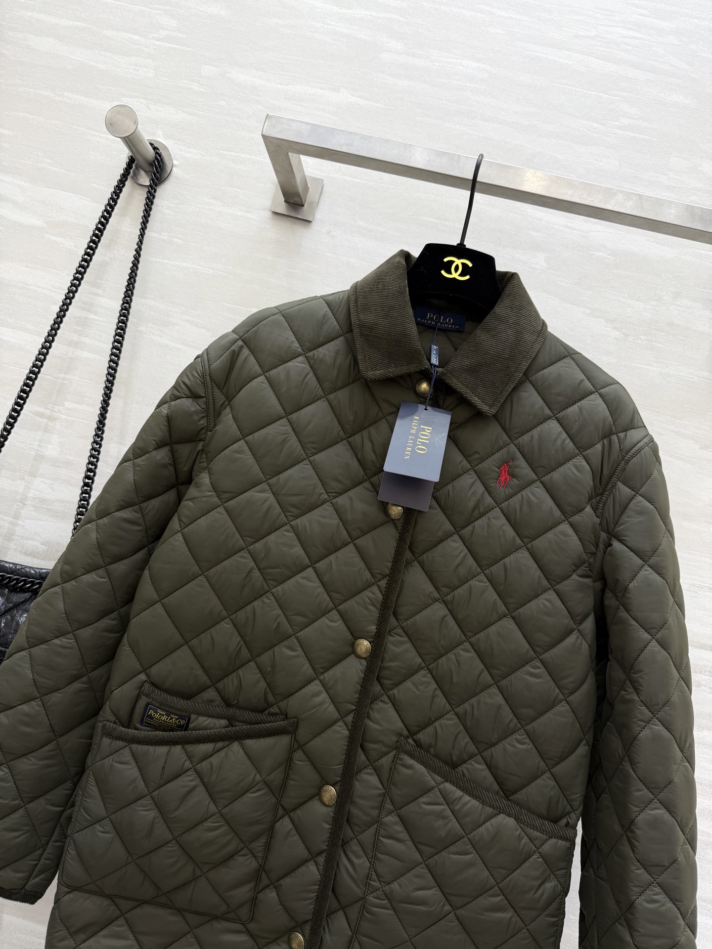 ラルフローレン 470 紳士 ダウンジャケット カーディガン ライトウェイト カーキ ライトダウン - 画像 3