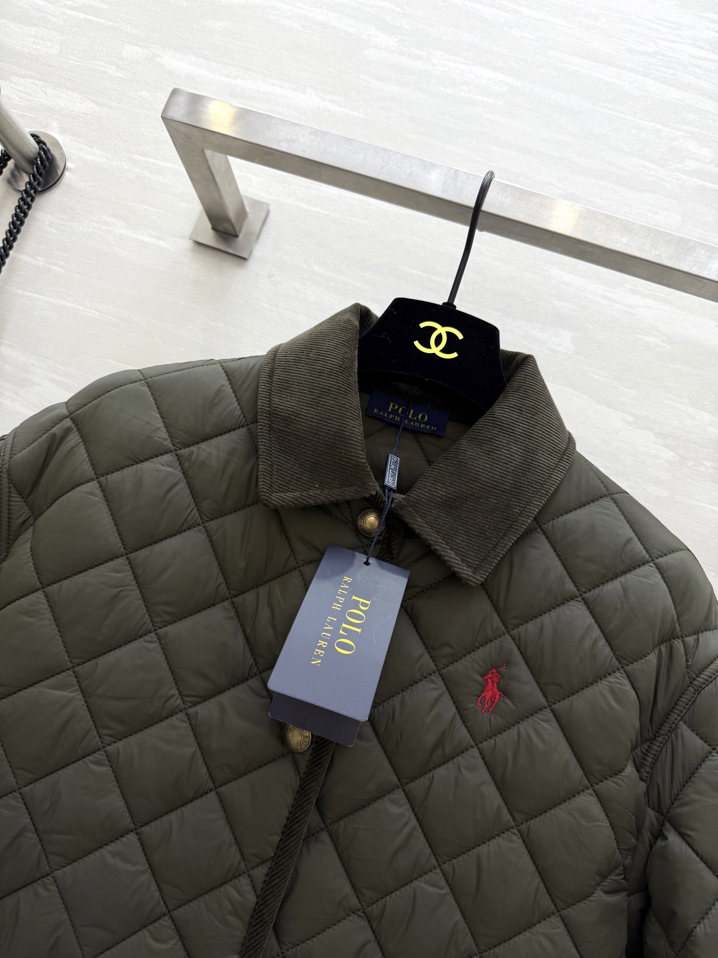 ラルフローレン 470 紳士 ダウンジャケット カーディガン ライトウェイト カーキ ライトダウン - 画像 6