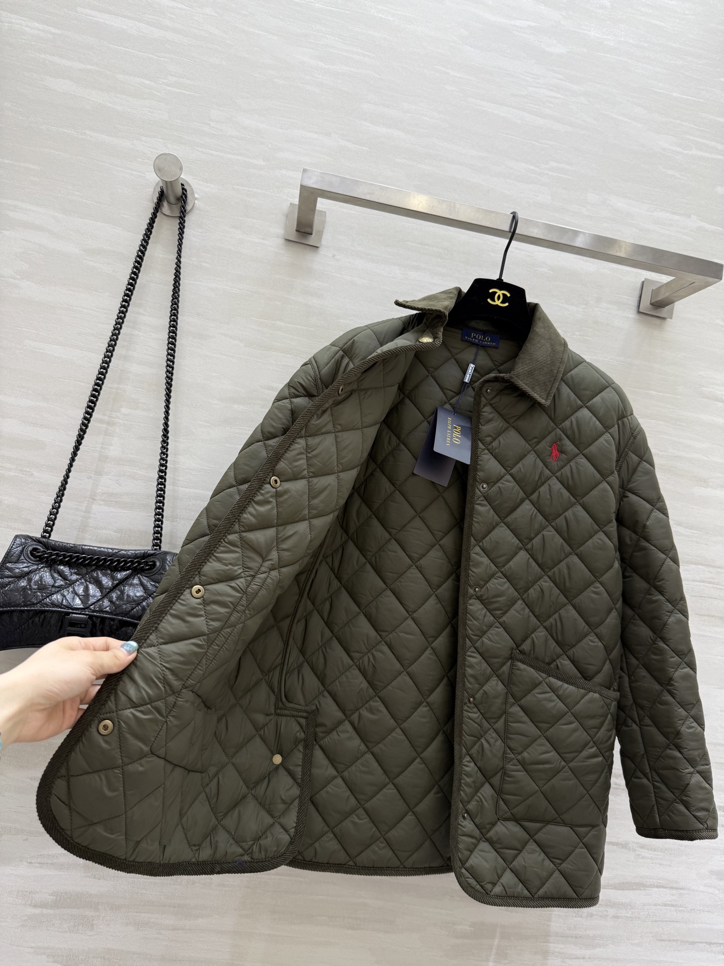 ラルフローレン 470 紳士 ダウンジャケット カーディガン ライトウェイト カーキ ライトダウン - 画像 9