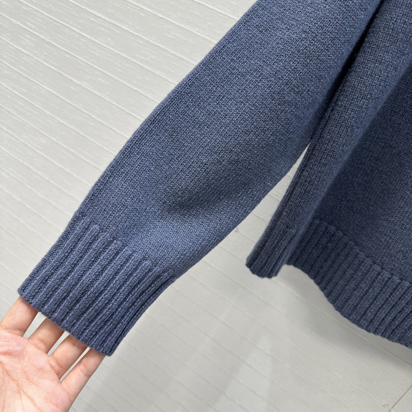 480 ローファン カシミヤ ジャケット ファスナー ボタンポケット 袖リブ グレー 36サイズ - 画像 5