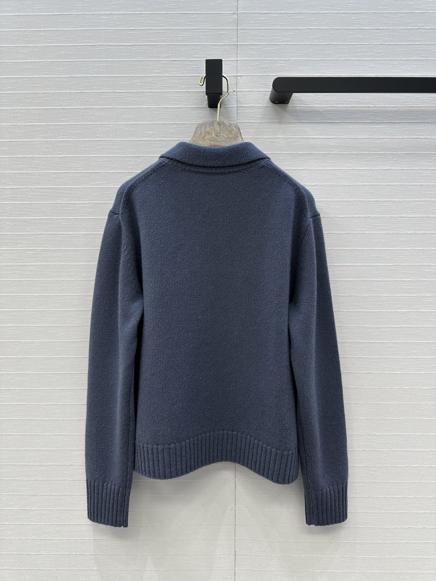 480 ローファン カシミヤ ジャケット ファスナー ボタンポケット 袖リブ グレー 36サイズ - 画像 9