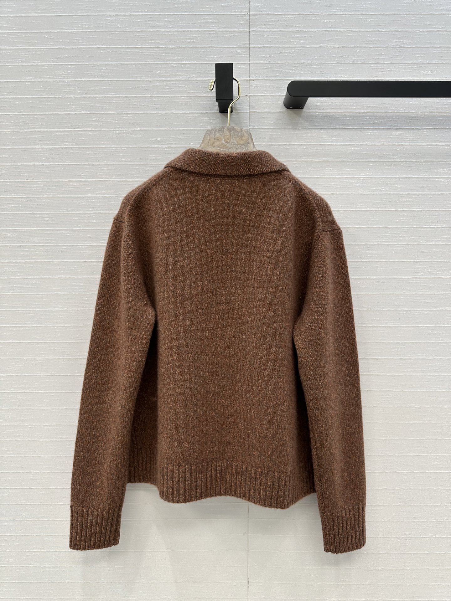 Lp高智感 フリース クルーネック リブ編み ブラウン 100%カシミア 36サイズ - 画像 8