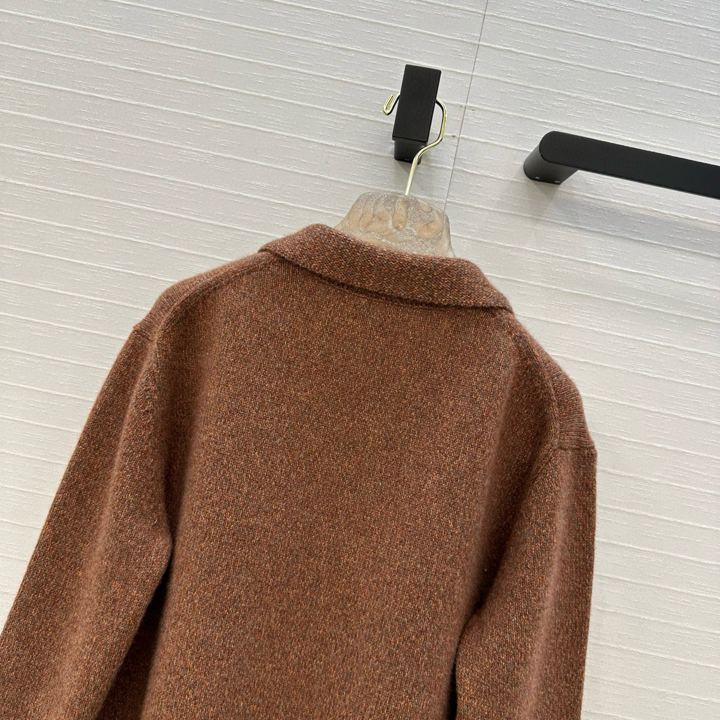 Lp高智感 フリース クルーネック リブ編み ブラウン 100%カシミア 36サイズ - 画像 9