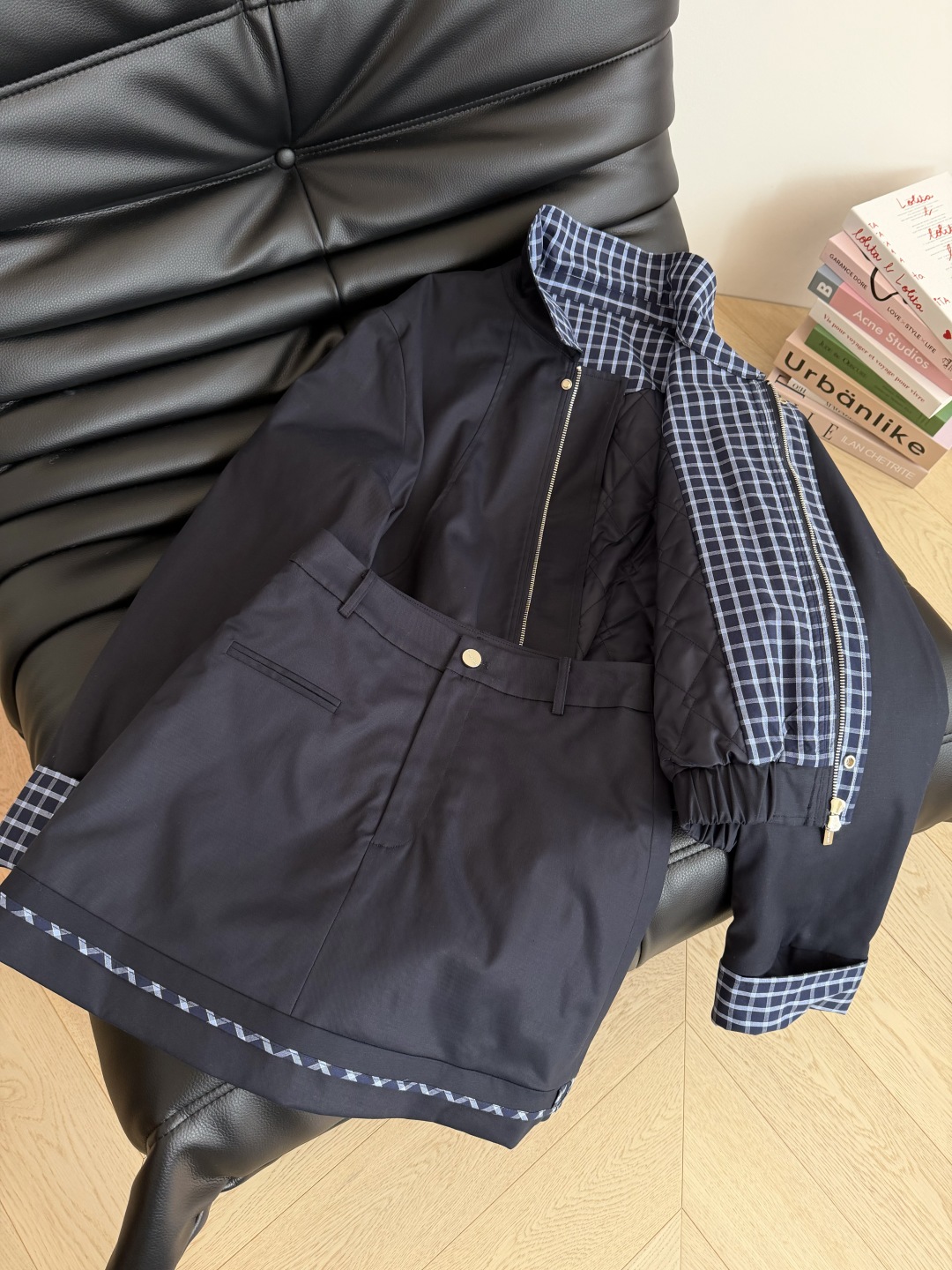 490 25秋冬 ミュウ系 グラデーション ミニスカート | 裏地綿入り 藏青色 3サイズ対応 - 画像 3