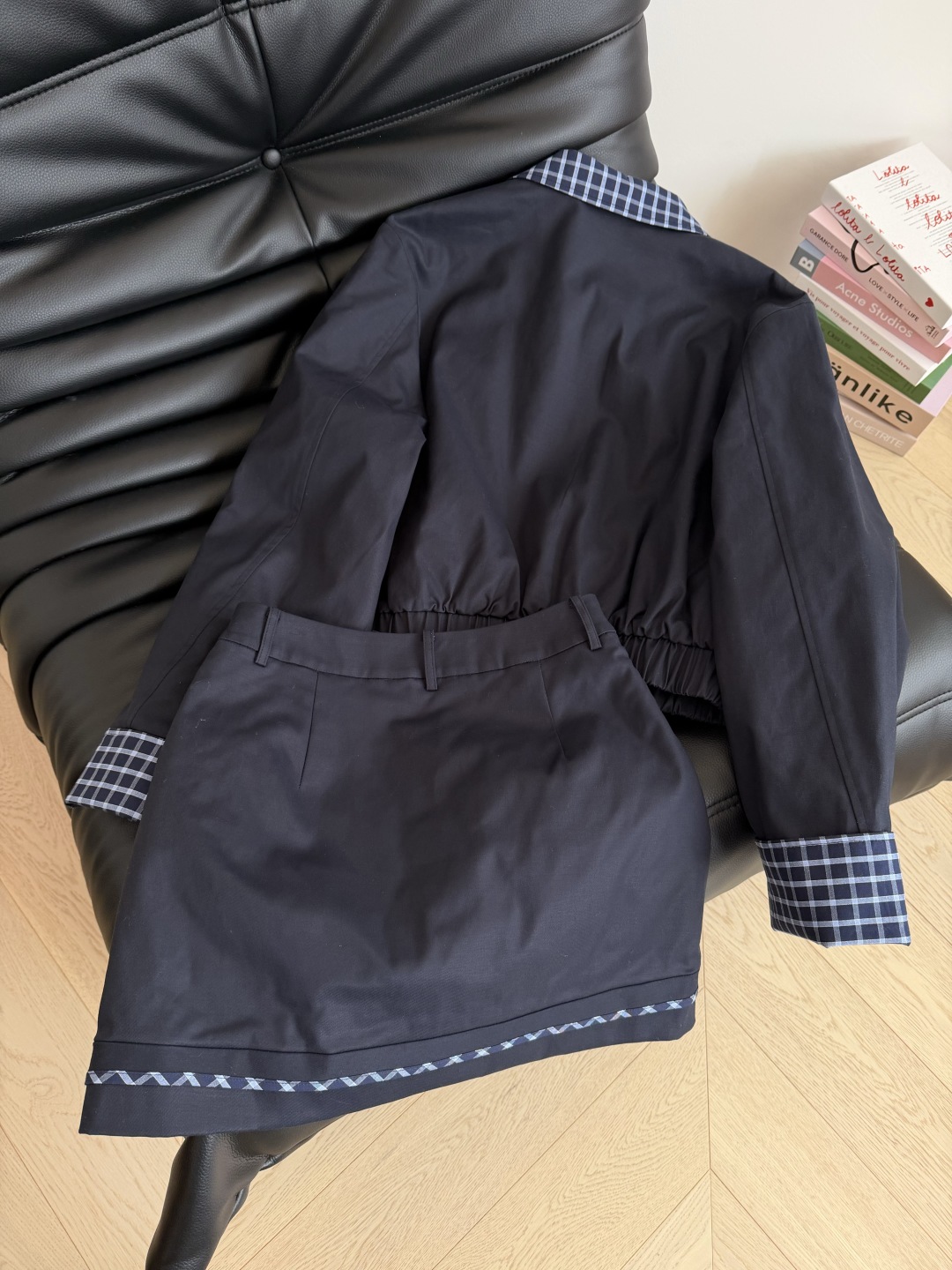 490 25秋冬 ミュウ系 グラデーション ミニスカート | 裏地綿入り 藏青色 3サイズ対応 - 画像 9