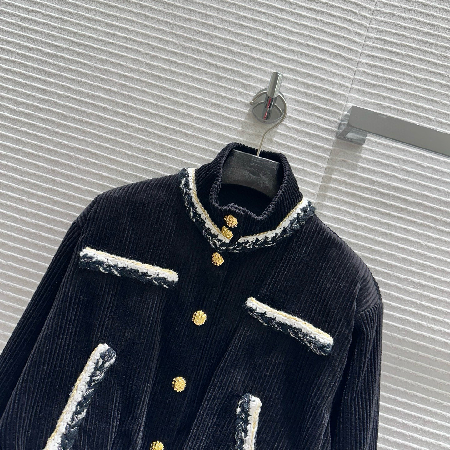 CHANEL 490 ライン 25K 36.38.40 ラウンドファスナー 黒 フランネル | 黒 白 毛糸 ボタン 裏地 花柄 オーダー 制作 - 画像 2