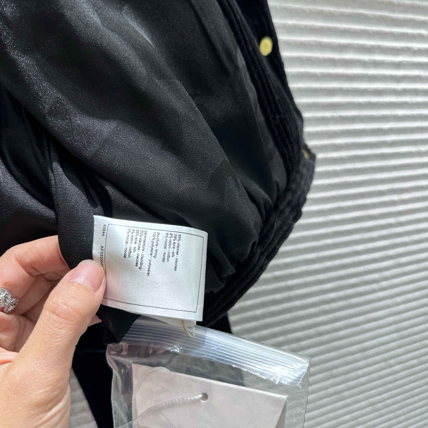 CHANEL 490 ライン 25K 36.38.40 ラウンドファスナー 黒 フランネル | 黒 白 毛糸 ボタン 裏地 花柄 オーダー 制作 - 画像 8