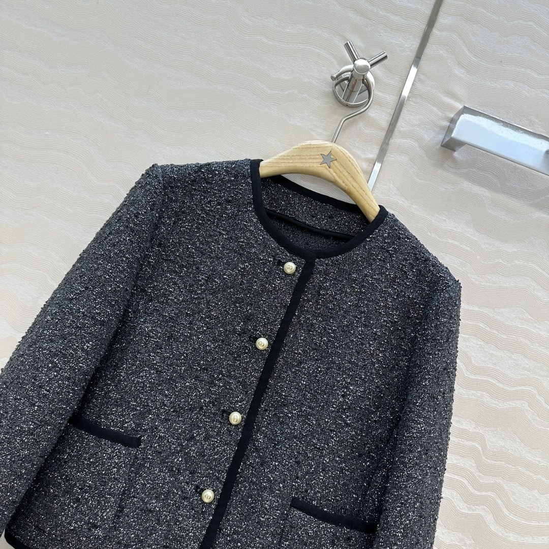 Miss D 490 シャネル風 ファッション グレー金 粗花呢 ハイウエスト ベルト付き ワンピース | 100%真丝裏地 - 画像 2