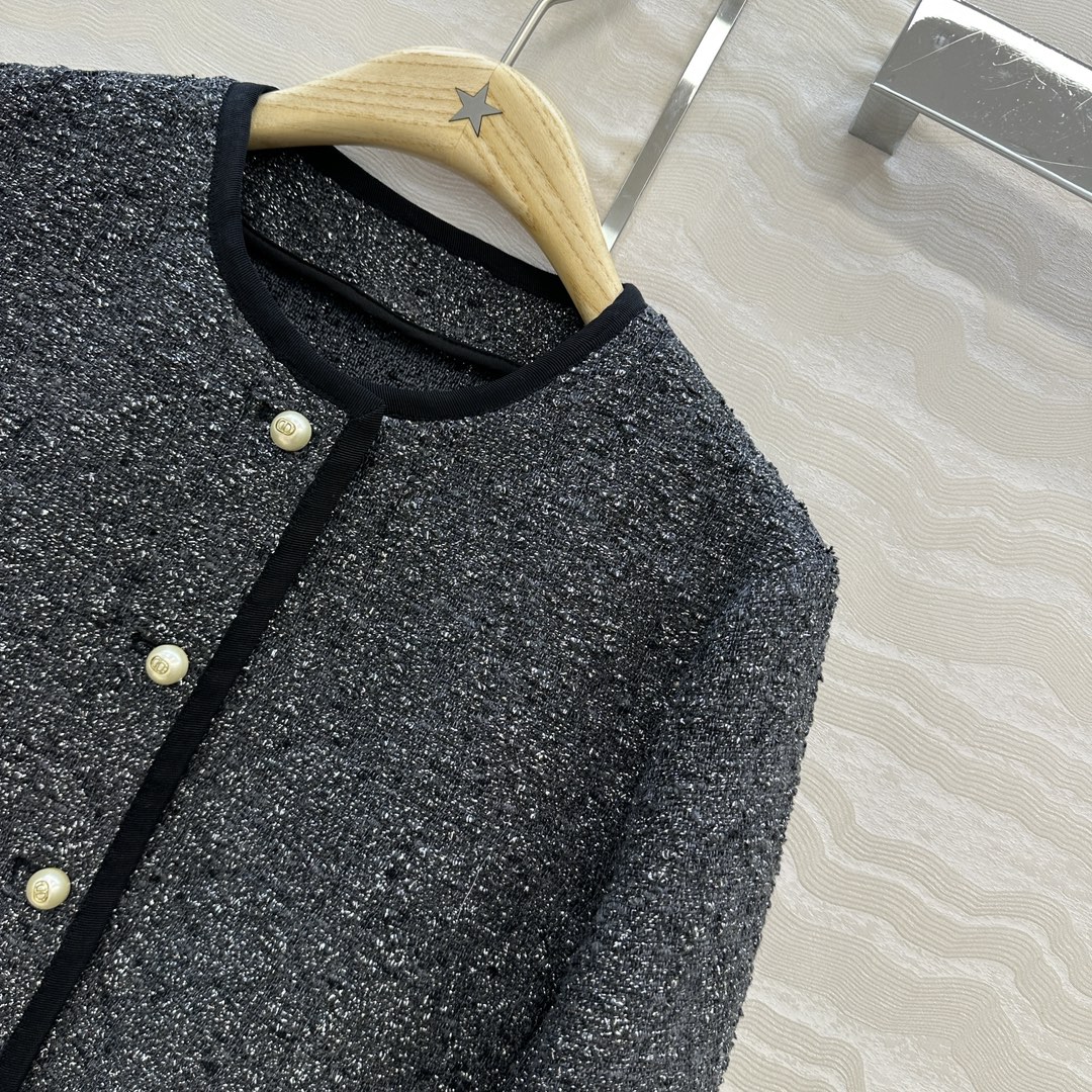 Miss D 490 シャネル風 ファッション グレー金 粗花呢 ハイウエスト ベルト付き ワンピース | 100%真丝裏地 - 画像 3