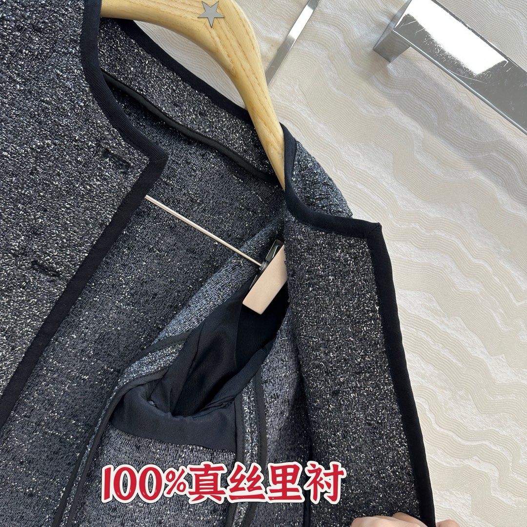 Miss D 490 シャネル風 ファッション グレー金 粗花呢 ハイウエスト ベルト付き ワンピース | 100%真丝裏地 - 画像 8